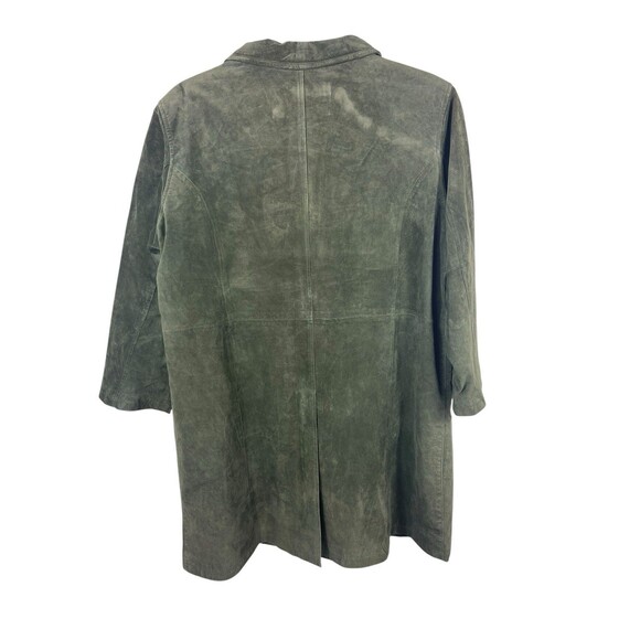 Centigrade Suede Leather Coat Jacket 2X Petite Genuine Washable Olive Green NWT - Picture 2 of 9
